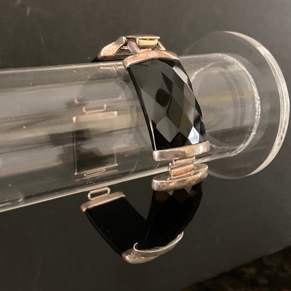 Sterling Rectangle Gemstone Station Bracelet/Onyx/7 1/2 Inches/NEW/NEVER WORN! - Picture 2 of 3